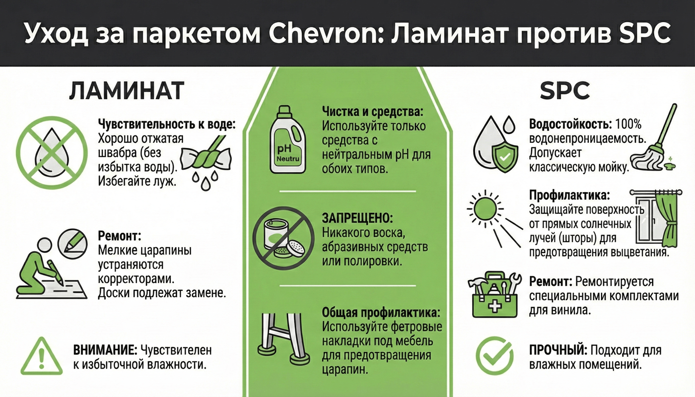 ламинат Chevron vs SPC Chevron (практические советы)