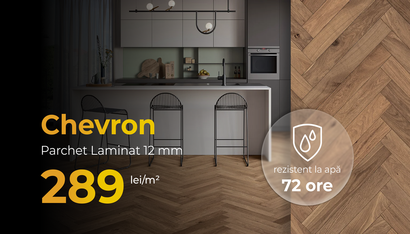 Descopera model nou la Ceramall - parchet laminat 12 mm tip chevron