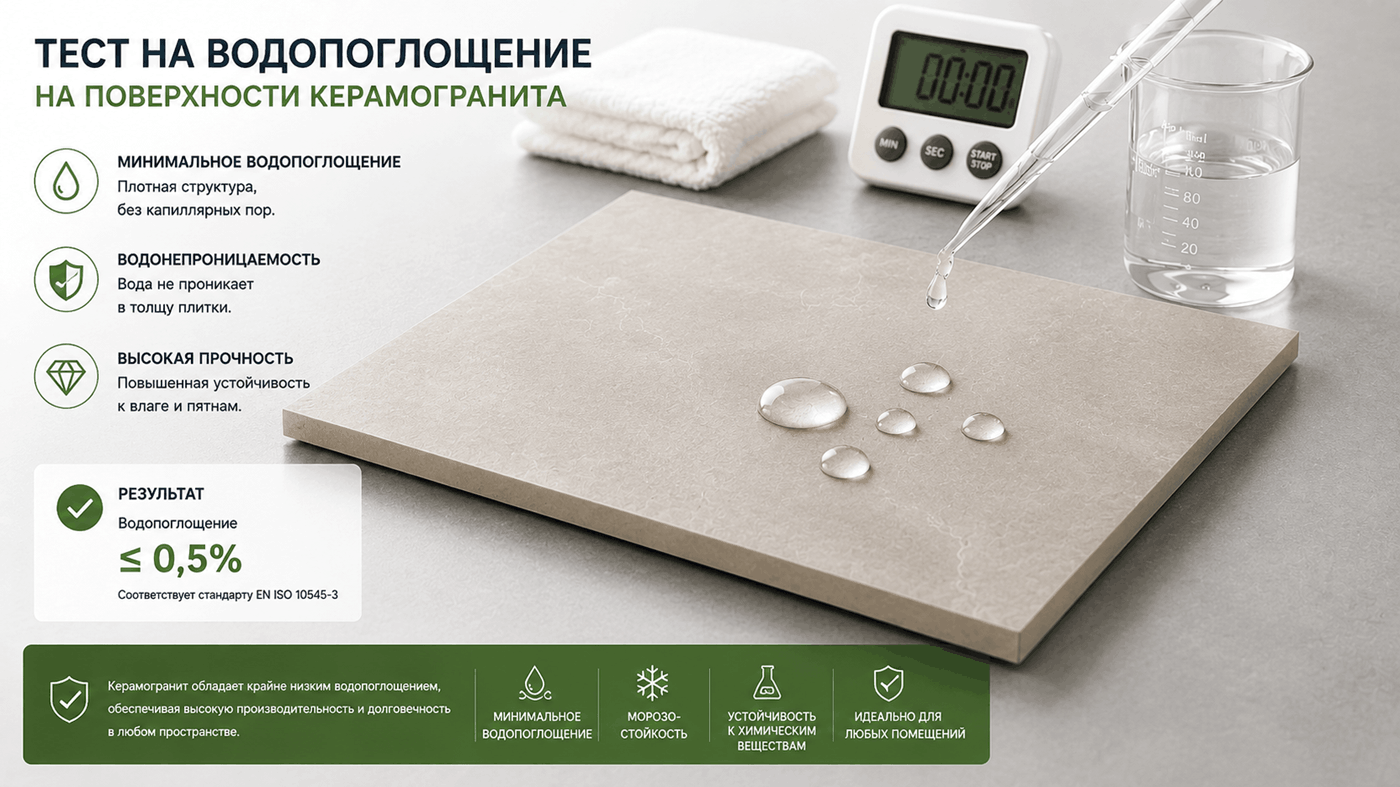 Тест на водопоглощение керамогранита